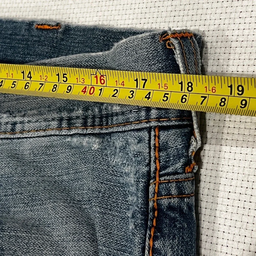 True Religion Mens Distressed‎ Straight Leg Jeans Blue Size 35 Made in USA